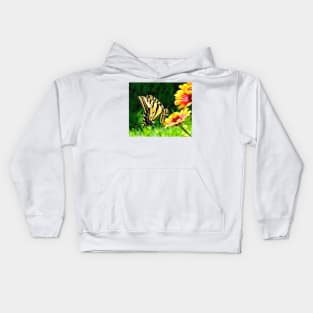 Yellow Butterfly on a flower Kids Hoodie